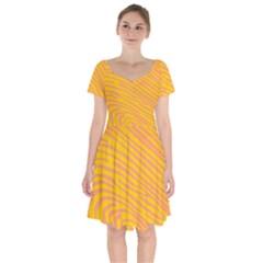 Pattern Texture Yellow Short Sleeve Bardot Dress by HermanTelo