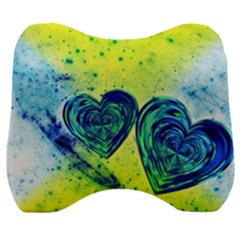 Heart Emotions Love Blue Velour Head Support Cushion by HermanTelo