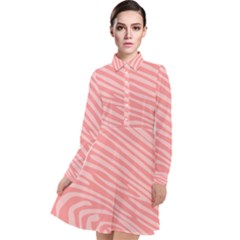 Pattern Texture Pink Long Sleeve Chiffon Shirt Dress by HermanTelo