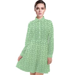 Background Polka Green Long Sleeve Chiffon Shirt Dress by HermanTelo