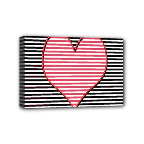 Heart Stripes Symbol Striped Mini Canvas 6  X 4  (stretched) by HermanTelo