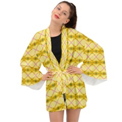 Pattern Pink Yellow Long Sleeve Kimono by HermanTelo