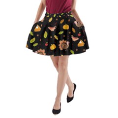 Thanksgiving Turkey Pattern A-line Pocket Skirt by Valentinaart