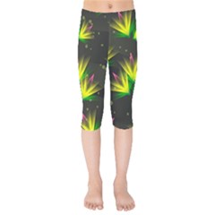 Floral Abstract Lines Kids  Capri Leggings  by HermanTelo