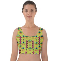 Power Can Be Flowers And Ornate Colors Decorative Velvet Crop Top by pepitasart