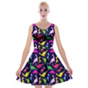 Funny Colorful Dinosaurs Blue Velvet Skater Dress View1