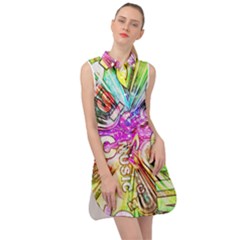 Music Abstract Sound Colorful Sleeveless Shirt Dress by Mariart