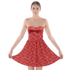 Background Abstraction Red Gray Strapless Bra Top Dress by HermanTelo