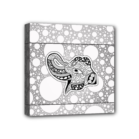 Elegant Mandala Elephant In Black And Wihte Mini Canvas 4  X 4  (stretched) by FantasyWorld7