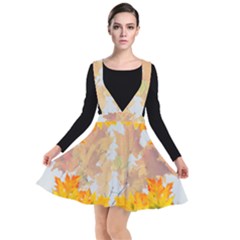 Autumn Maple Leaves, Floral Art Plunge Pinafore Dress by picsaspassion