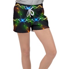 Colorful Neon Art Light Rays, Rainbow Colors Women s Velour Lounge Shorts by picsaspassion