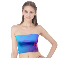 Blue Lightning Colorful Digital Art Tube Top by picsaspassion