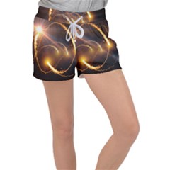 Flying Comets And Light Rays, Digital Art Women s Velour Lounge Shorts by picsaspassion