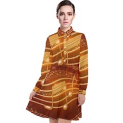 Music Notes Sound Musical Love Long Sleeve Chiffon Shirt Dress by HermanTelo