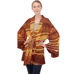 Music Notes Sound Musical Love Long Sleeve Velvet Kimono  by HermanTelo