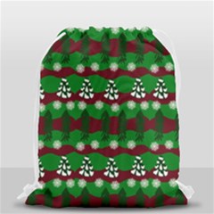 Snow Trees And Stripes Drawstring Bag (small) by bloomingvinedesign