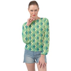 Background Chevron Green Banded Bottom Chiffon Top by HermanTelo