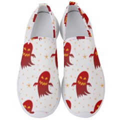 Ghost Halloween Drawing Flower Leaf Men s Slip On Sneakers by Vaneshart