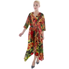 Red Country-1-2 Quarter Sleeve Wrap Front Maxi Dress by bestdesignintheworld