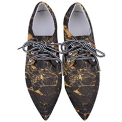 Black Marble Texture With Gold Veins Floor Background Print Luxuous Real Marble Women s Pointed Oxford Shoes by genx