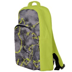 Marble Light Gray With Green Lime Veins Texture Floor Background Retro Neon 80s Style Neon Colors Print Luxuous Real Marble Double Compartment Backpack by genx