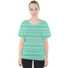 Pattern Green V-neck Dolman Drape Top by Mariart