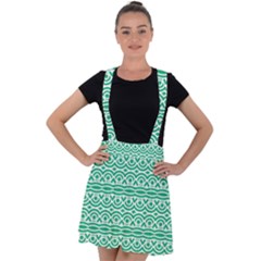 Pattern Green Velvet Suspender Skater Skirt by Mariart