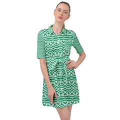 Pattern Green Belted Shirt Dress by Mariart