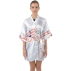 Music Notes Clef Sound Half Sleeve Satin Kimono  by HermanTelo