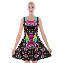 Skull With Many Friends Velvet Skater Dress by pepitasart