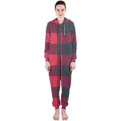 Canadian Lumberjack Red And Black Plaid Canada Hooded Jumpsuit (ladies)  by snek