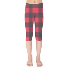 Canadian Lumberjack Red And Black Plaid Canada Kids  Capri Leggings  by snek