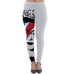 Banksy Graffiti Uk England God Save The Queen Elisabeth With David Bowie Rockband Face Makeup Ziggy Stardust Lightweight Velour Leggings by snek