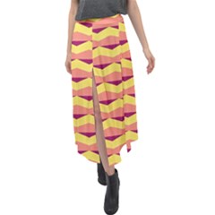 Background Colorful Chevron Velour Split Maxi Skirt by HermanTelo