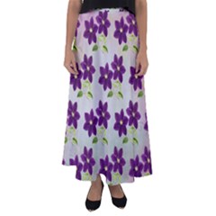 Purple Flower Flared Maxi Skirt by HermanTelo