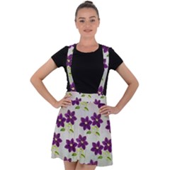 Purple Flower Velvet Suspender Skater Skirt by HermanTelo