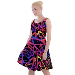 Abstrait Neon Colors Knee Length Skater Dress by kcreatif