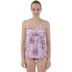 Pink Flowers Twist Front Tankini Set by Sobalvarro