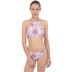 Pink Flowers Racer Front Bikini Set by Sobalvarro