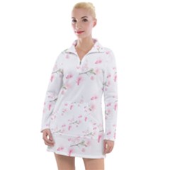 Pattern Orchidée Fleurs Women s Long Sleeve Casual Dress by kcreatif