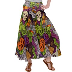 Halloween Doodle Vector Seamless Pattern Satin Palazzo Pants by Sobalvarro