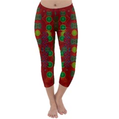 In Time For The Season Of Christmas Capri Winter Leggings  by pepitasart