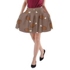 Turkey Leg Pattern - Thanksgiving A-line Pocket Skirt by Valentinaart