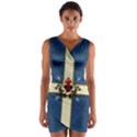 Quebec flag drapeau Québec Patriote Carillon Sacré-Coeur Christian Catholic old vintage with fleurs de lys Wrap Front Bodycon Dress View1