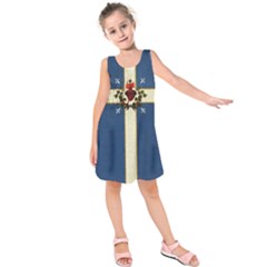 Quebec Flag Drapeau Québec Patriote Carillon Sacré-coeur Christian Catholic Old Vintage With Fleurs De Lys Kids  Sleeveless Dress by Quebec