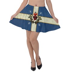 Quebec Flag Drapeau Québec Patriote Carillon Sacré-coeur Christian Catholic Old Vintage With Fleurs De Lys Velvet Skater Skirt by Quebec