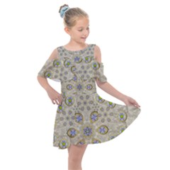 A Gift With Flowers And Bubble Wrap Kids  Shoulder Cutout Chiffon Dress by pepitasart