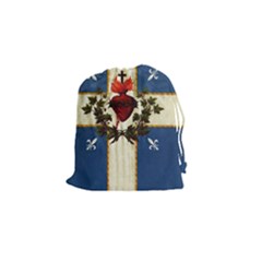 Quebec Flag Drapeau Québec Patriote Carillon Sacré-coeur Christian Catholic Old Vintage With Fleurs De Lys Drawstring Pouch (small) by Quebec