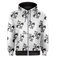 French France Fleur De Lys Metal Pattern Black And White Antique Vintage Men s Zipper Hoodie by Quebec