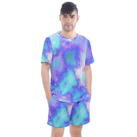 Dégradé Violet/bleu Men s Mesh Tee And Shorts Set by kcreatif